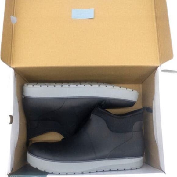 Staheekum Mens Black Neoprene  Rubber Short Lined Rain Boots Black 8 12 13